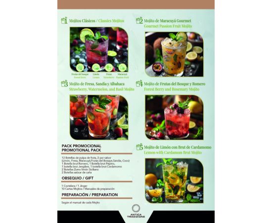 Carta de mojitos para hostelería